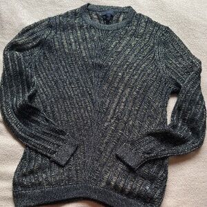 ASOS Men's Black and metallic gold Mesh laddering Crewneck Sweater